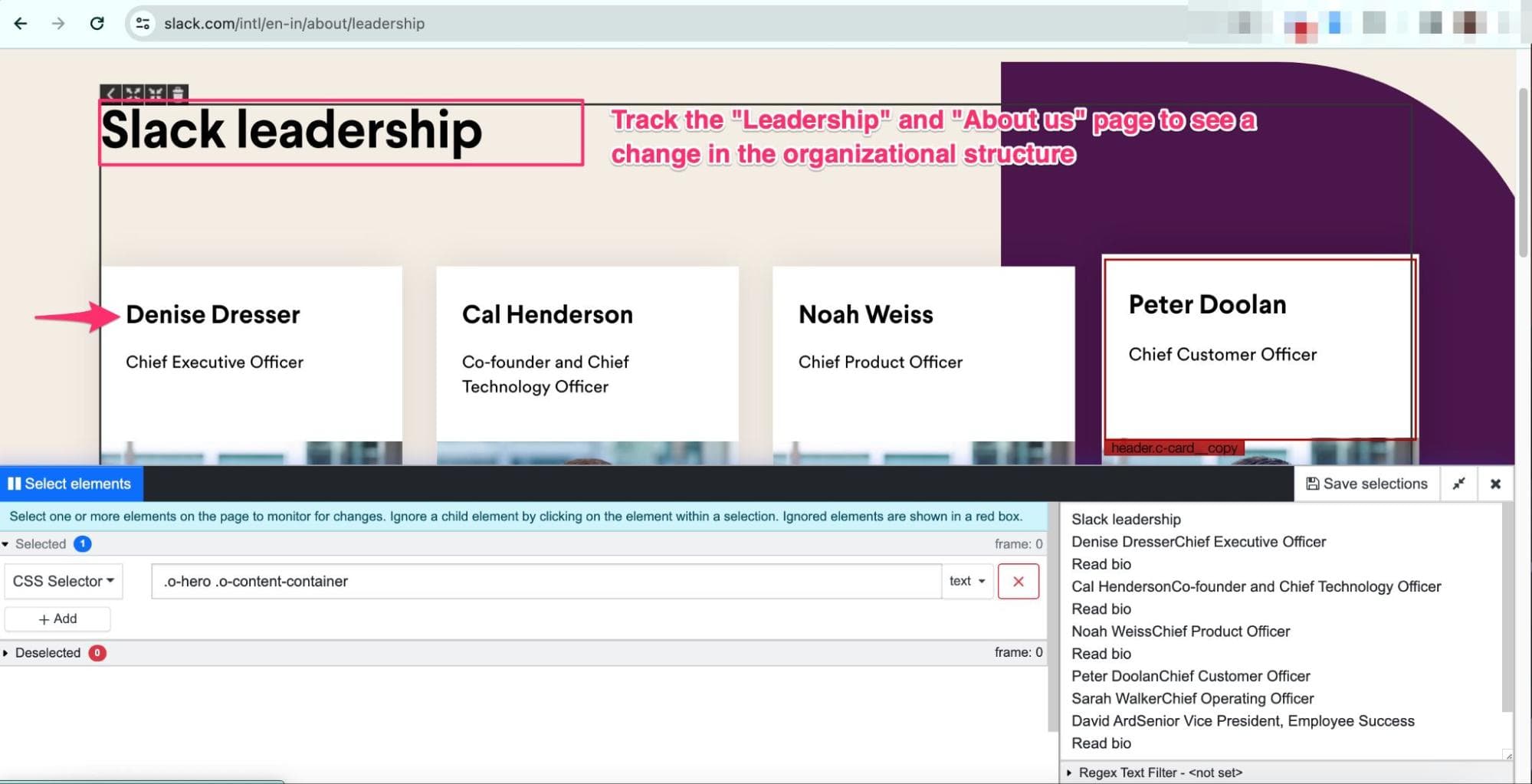 tracking leadership page