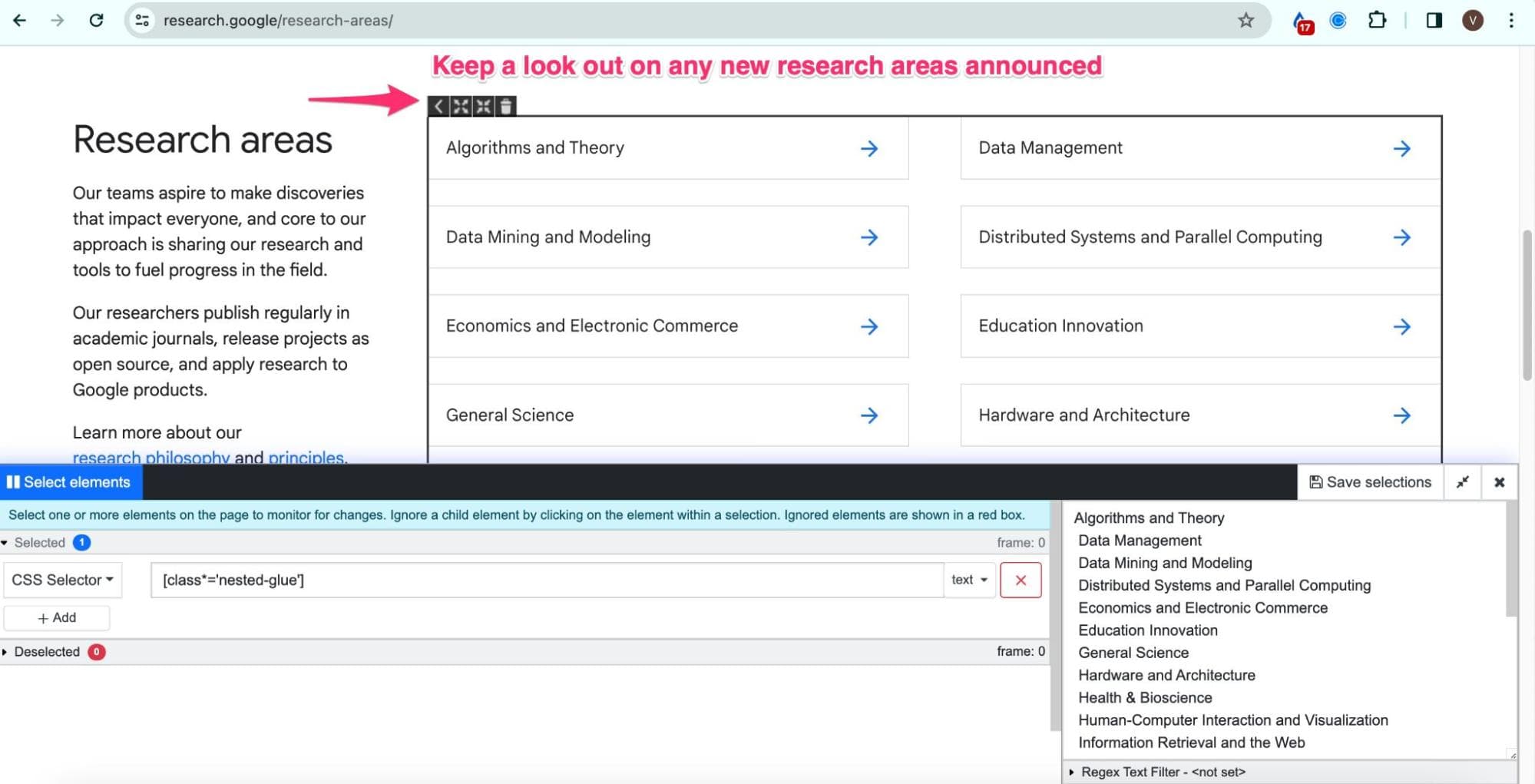 Tracking new research areas for your technology or business