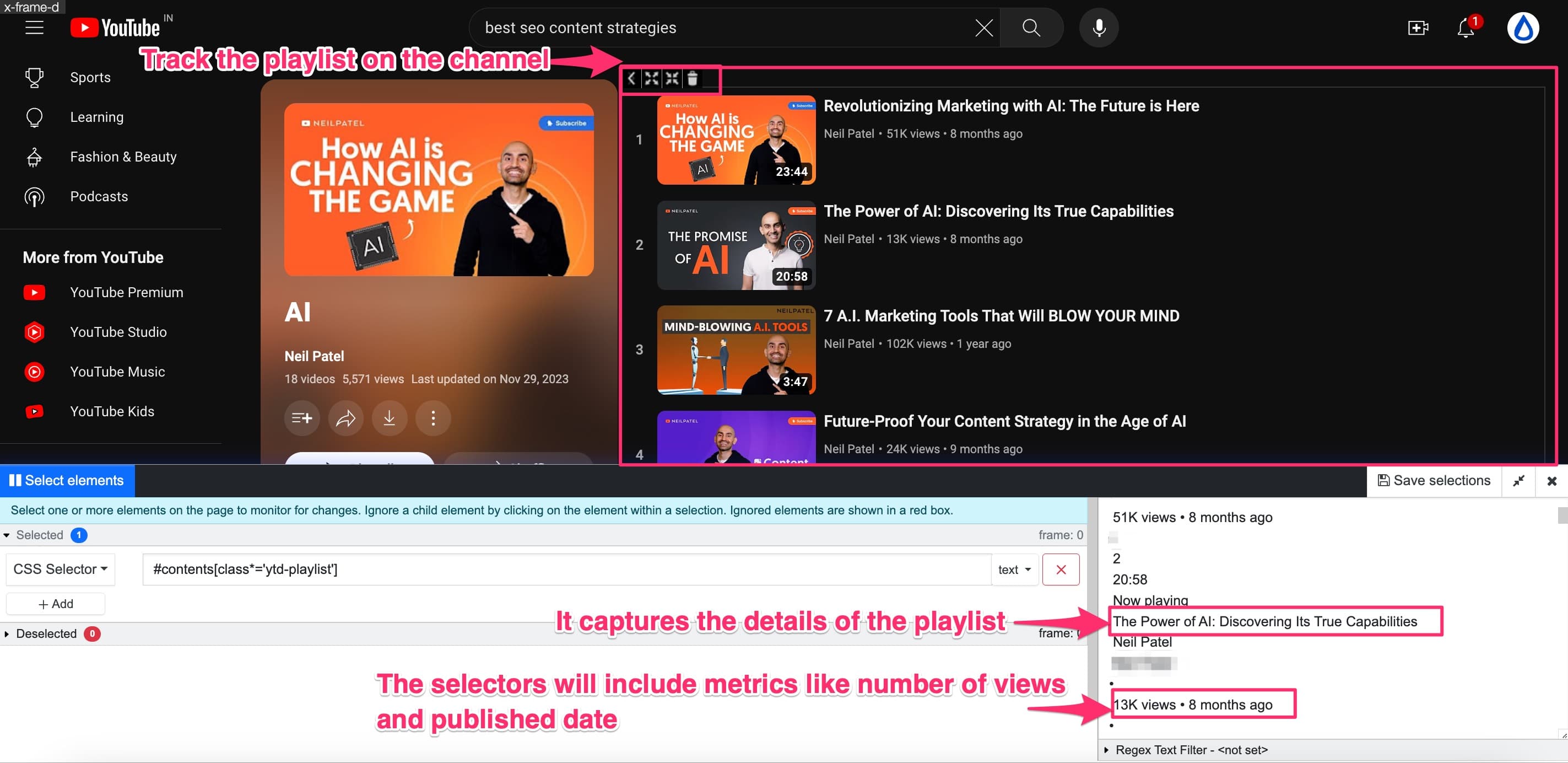 Checkout new videos added on a Youtube playlist