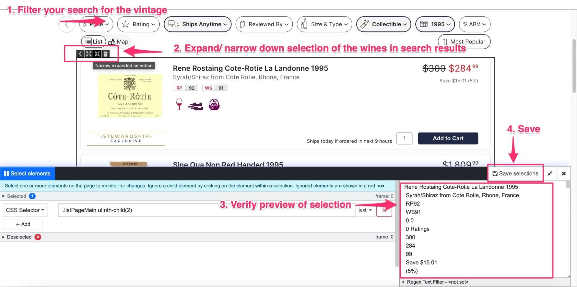 Find new vintage wine when they become available