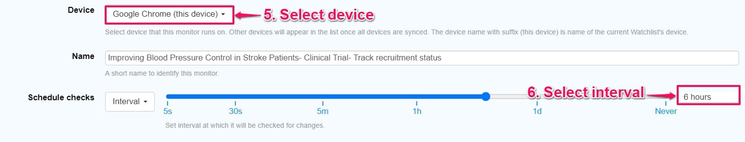 Configuring monitor for tracking recruitment status