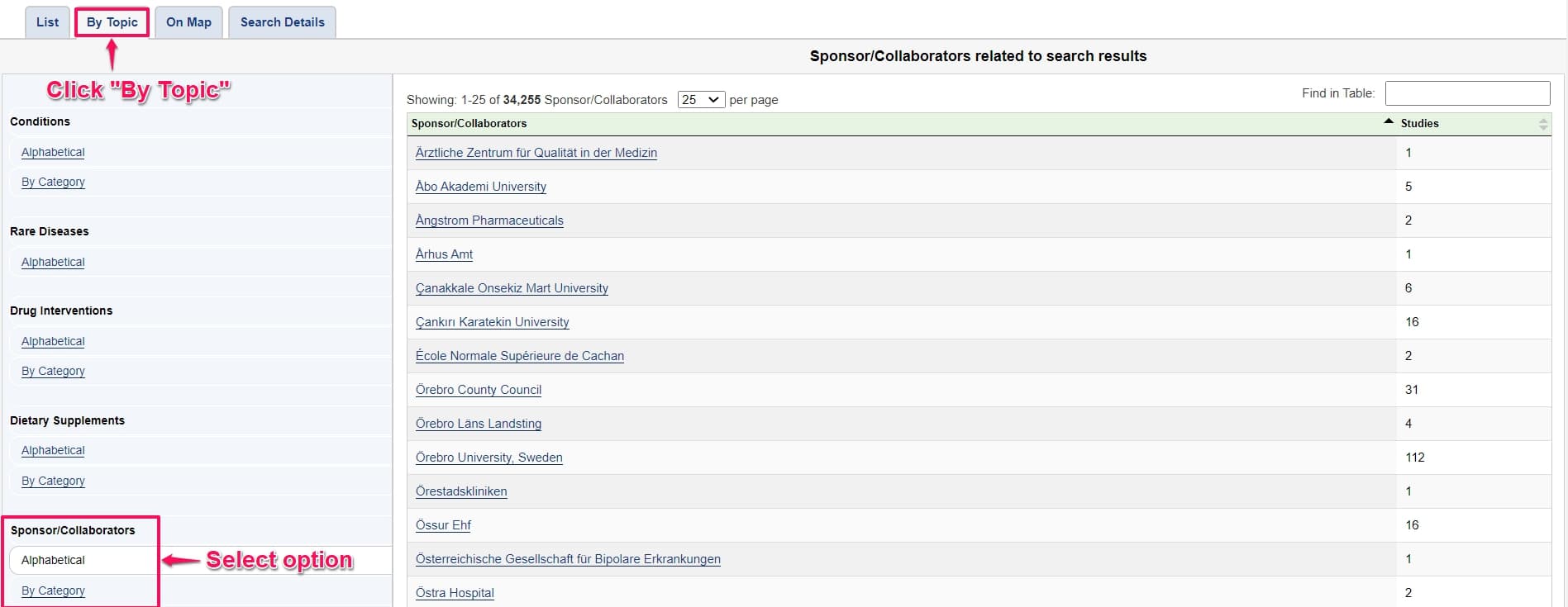 Selecting sponsors in clinical trials