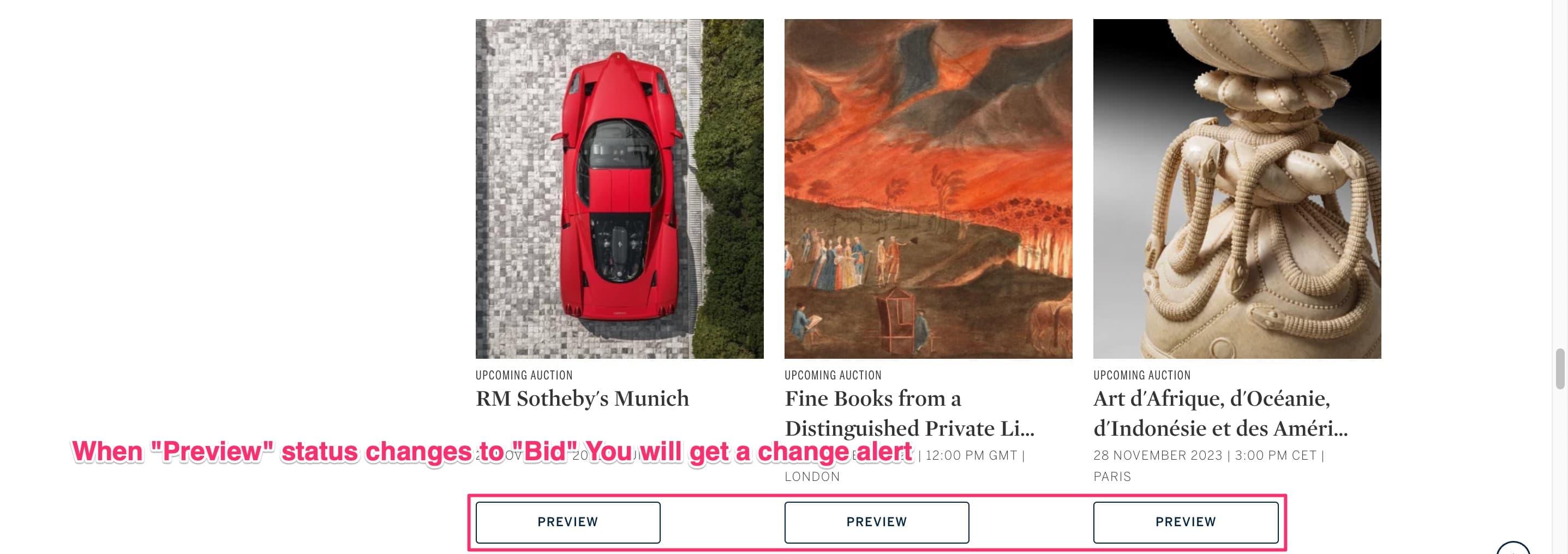 find upcoming online auctions