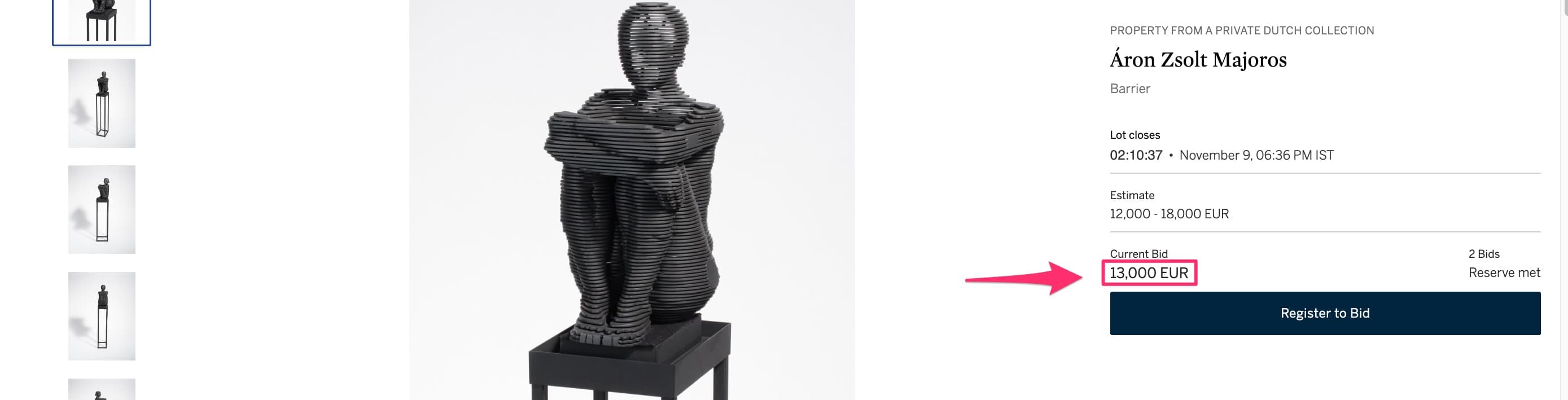 Track ongoing auction item price