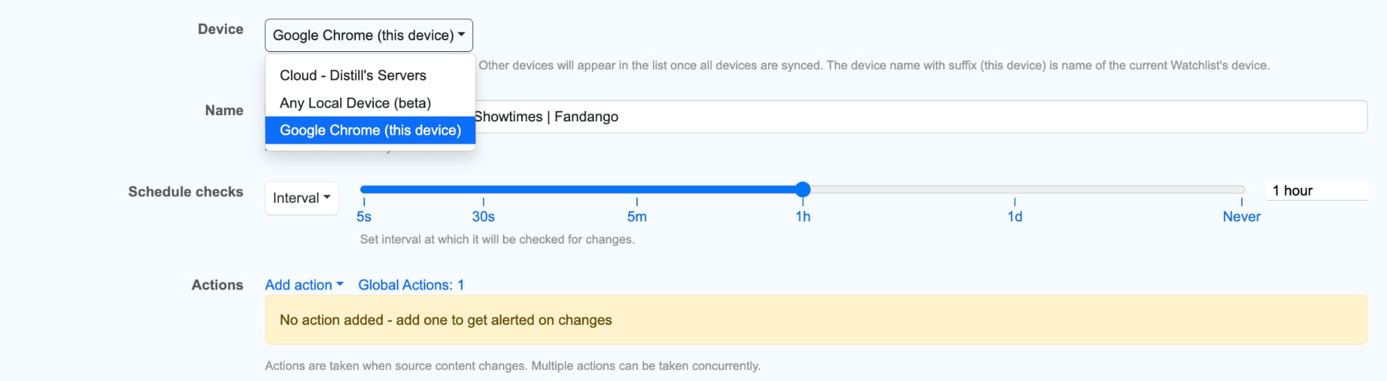 Configuring Distill monitor