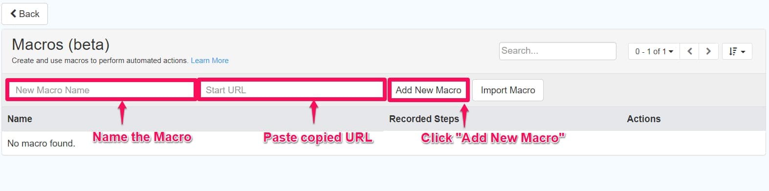 Configuring the macro