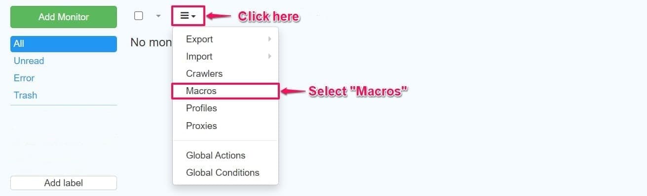 Steps to import a macro from watchlist