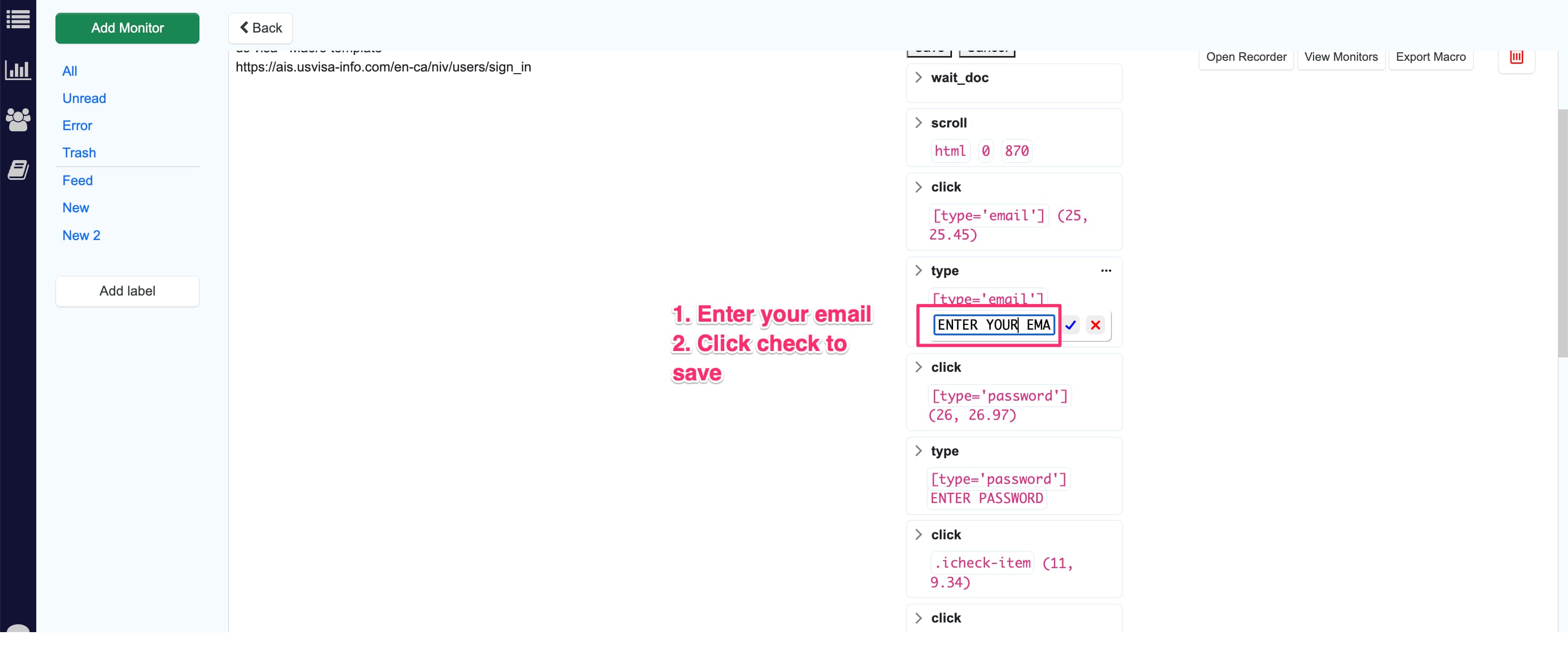 updating steps in the macro
