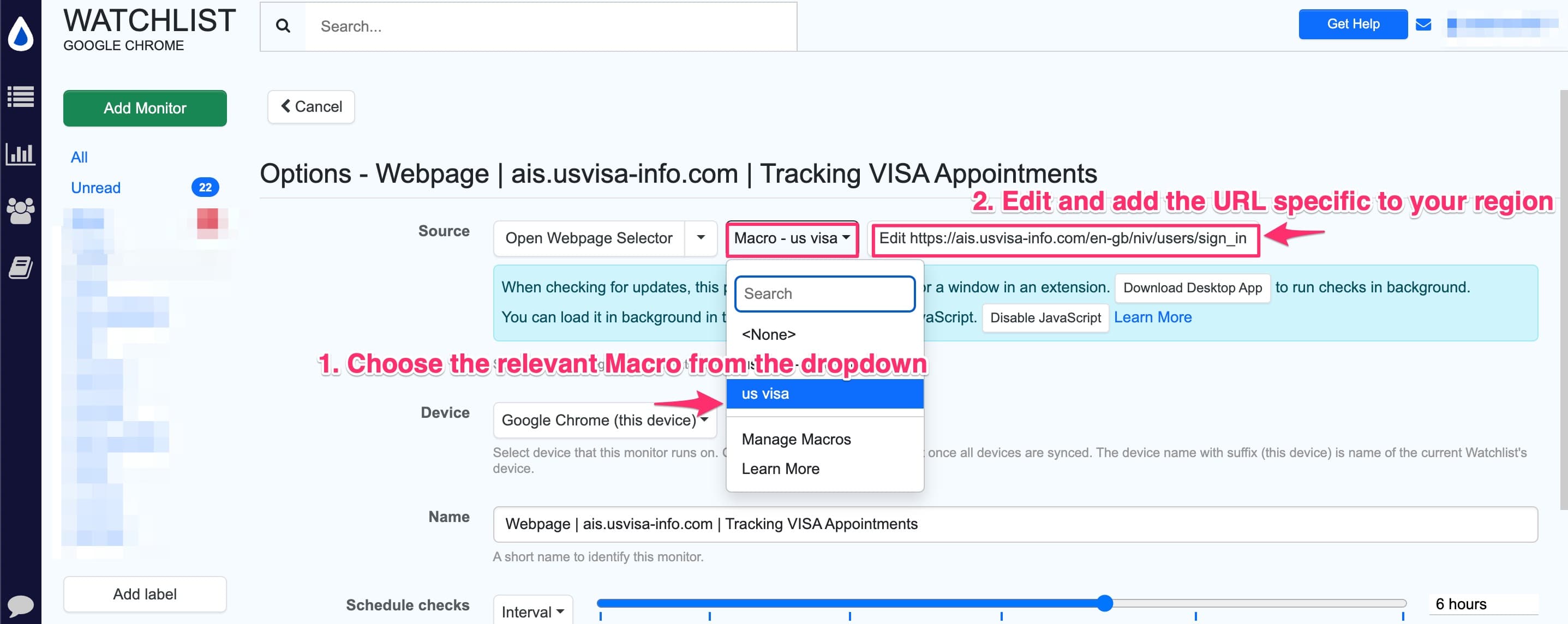 Adding macro to monitor