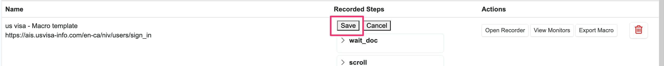 saving edited steps in macro