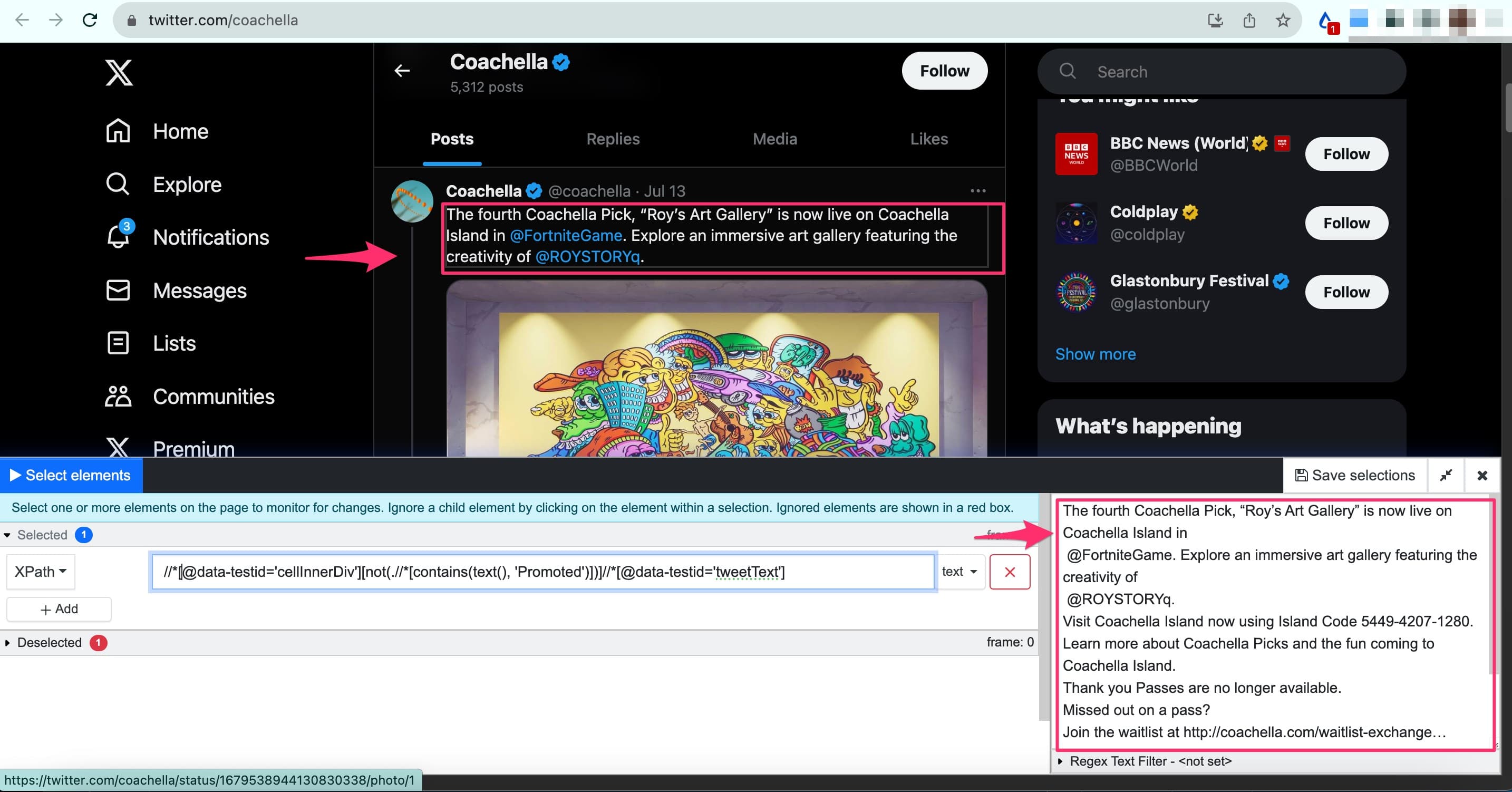 Monitoring updates on twitter