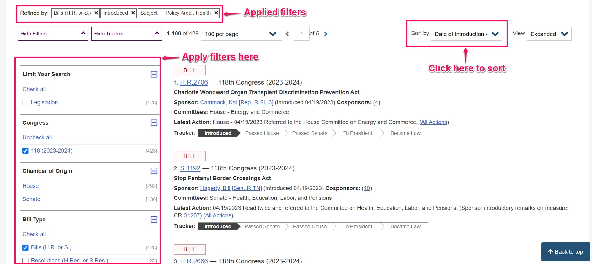 Track legislative bills using Distill