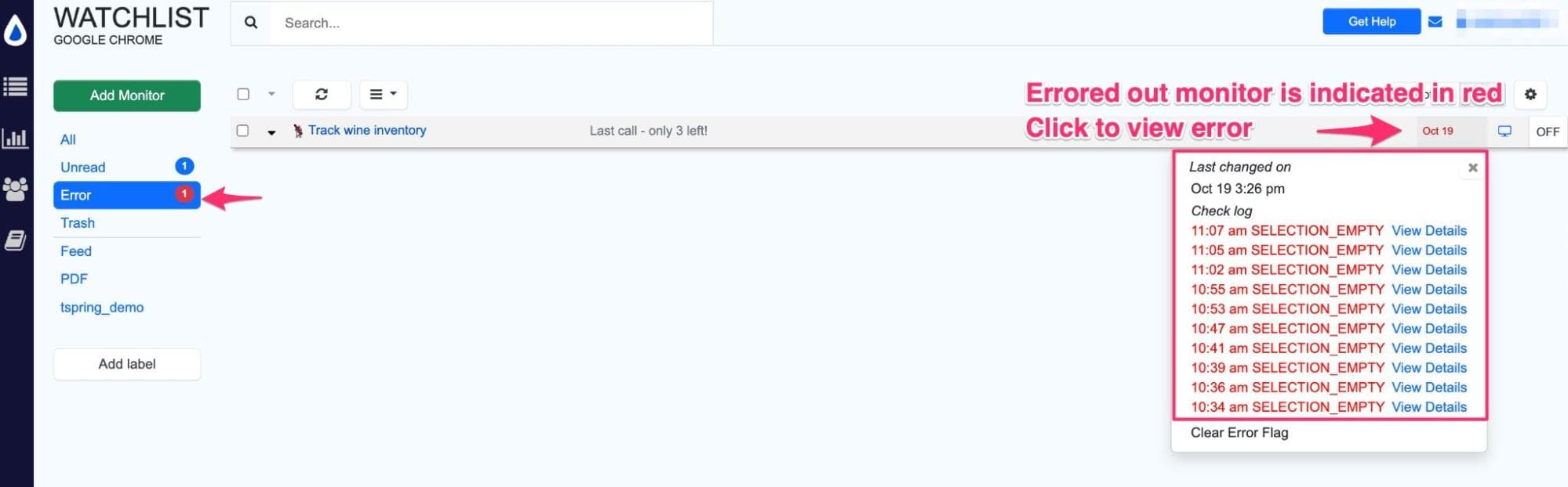 Troubleshooting SELECTION_EMPTY errors