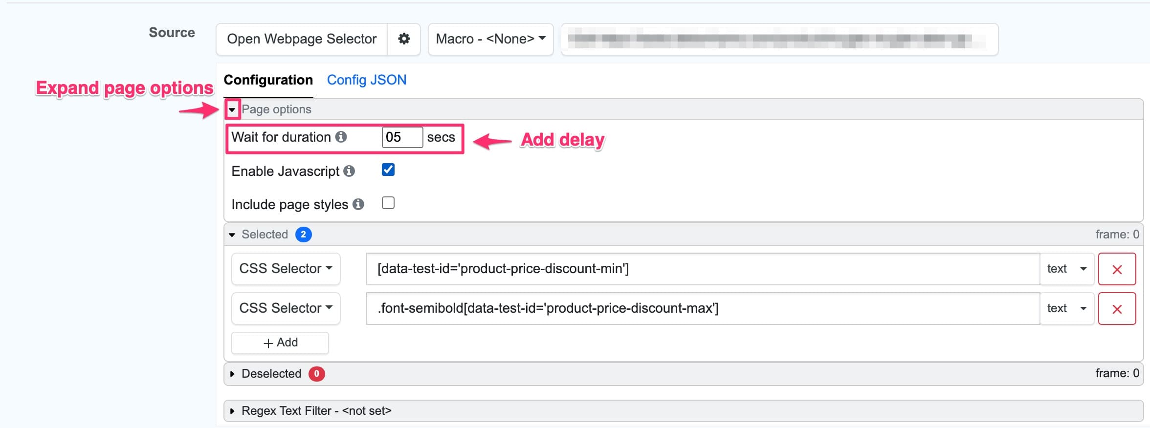 Config UI with delay