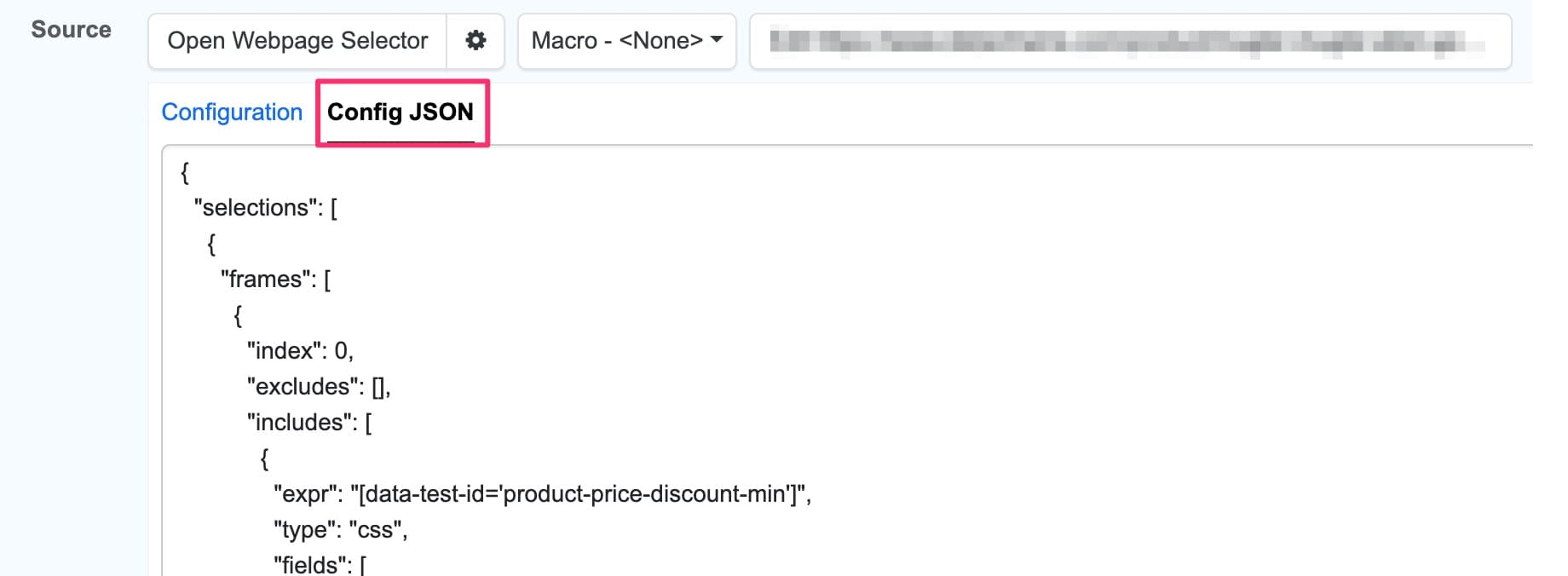 Config with delay highlighted