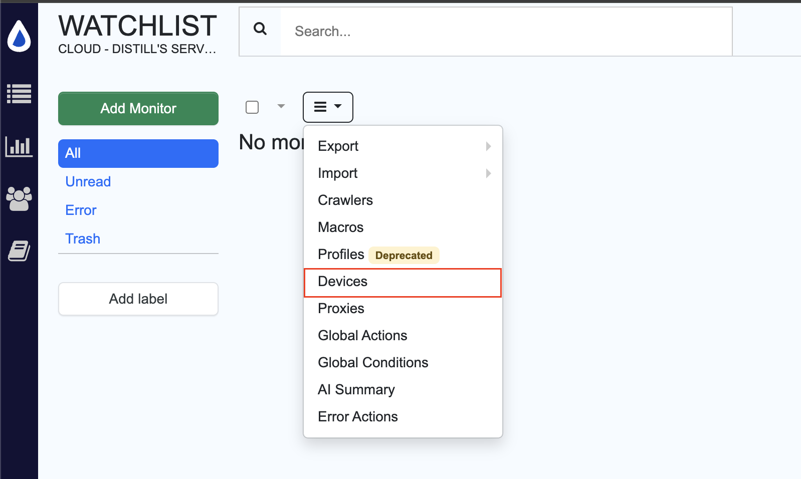 Device Option in Menu