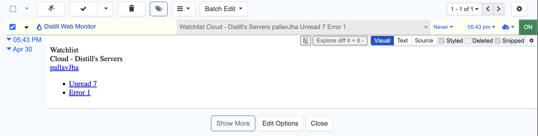 Data after the first run