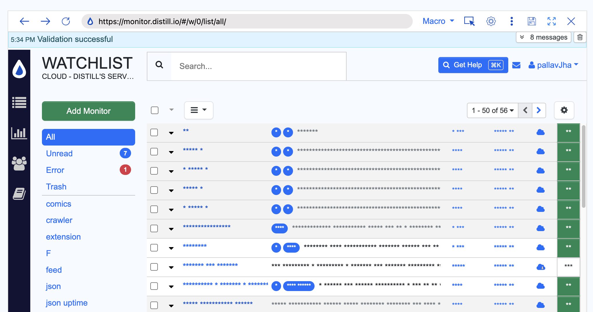 Visual Selector loads the watchlist