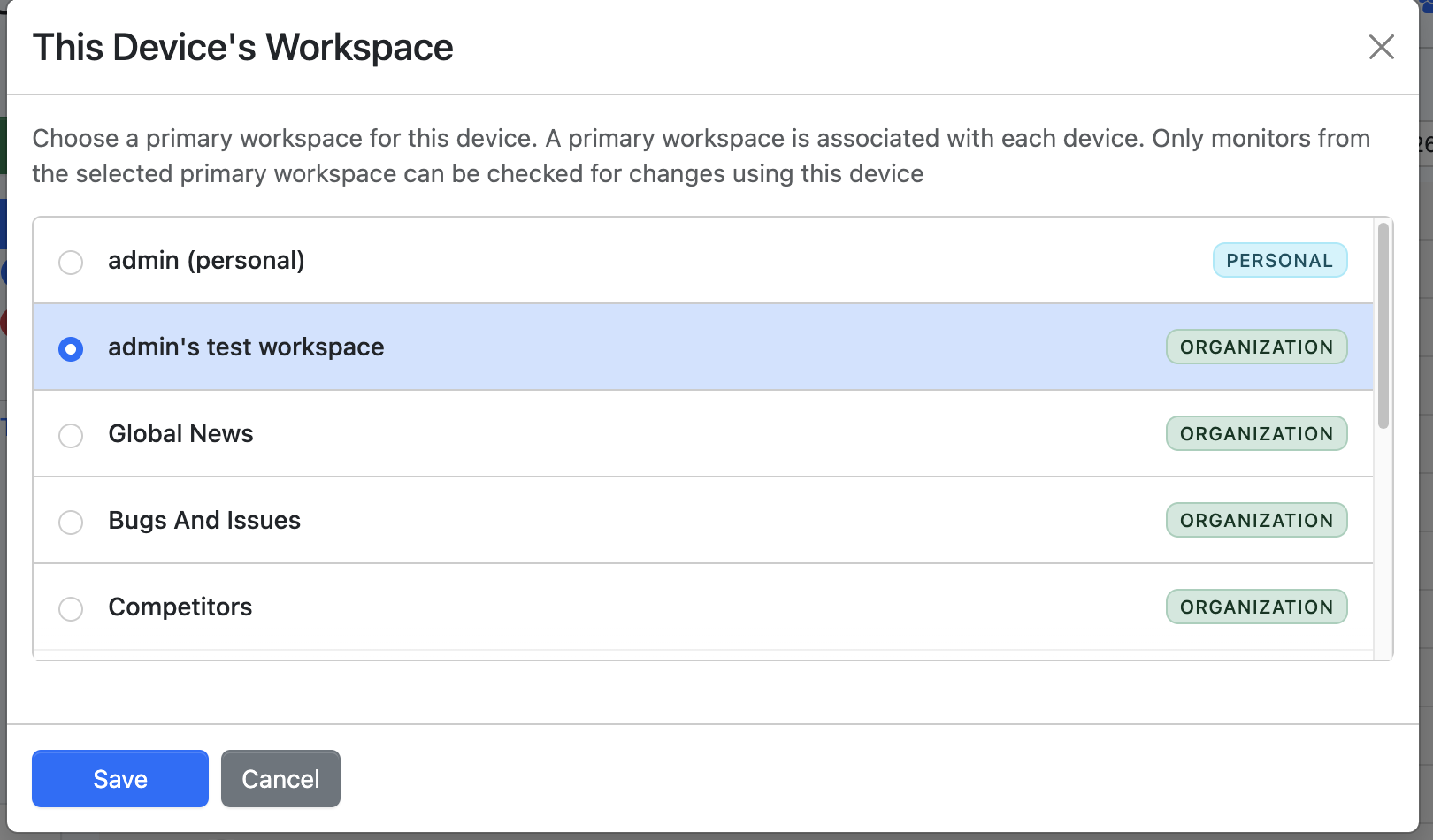 Teams Workspace Dropdown