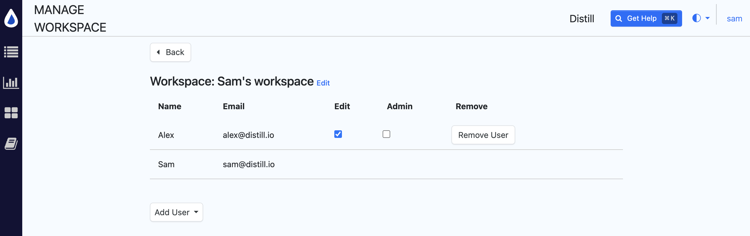 Manage Workspace View