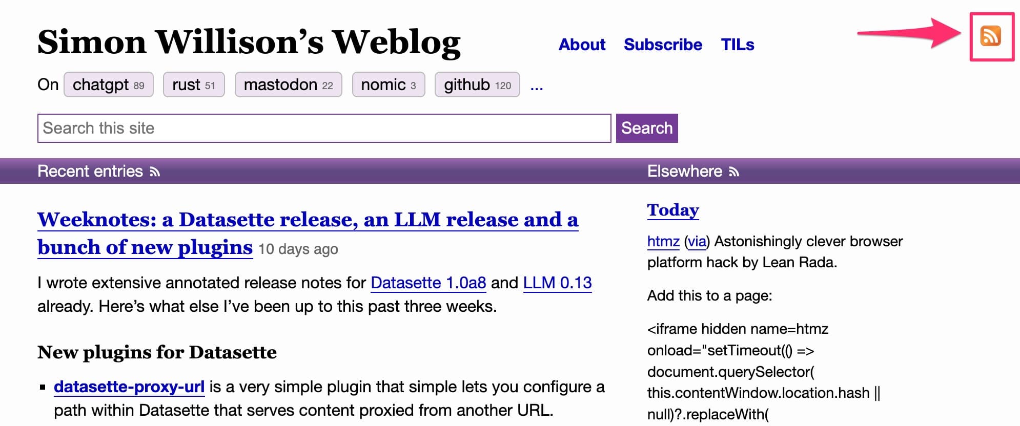 How to find rss feed on website