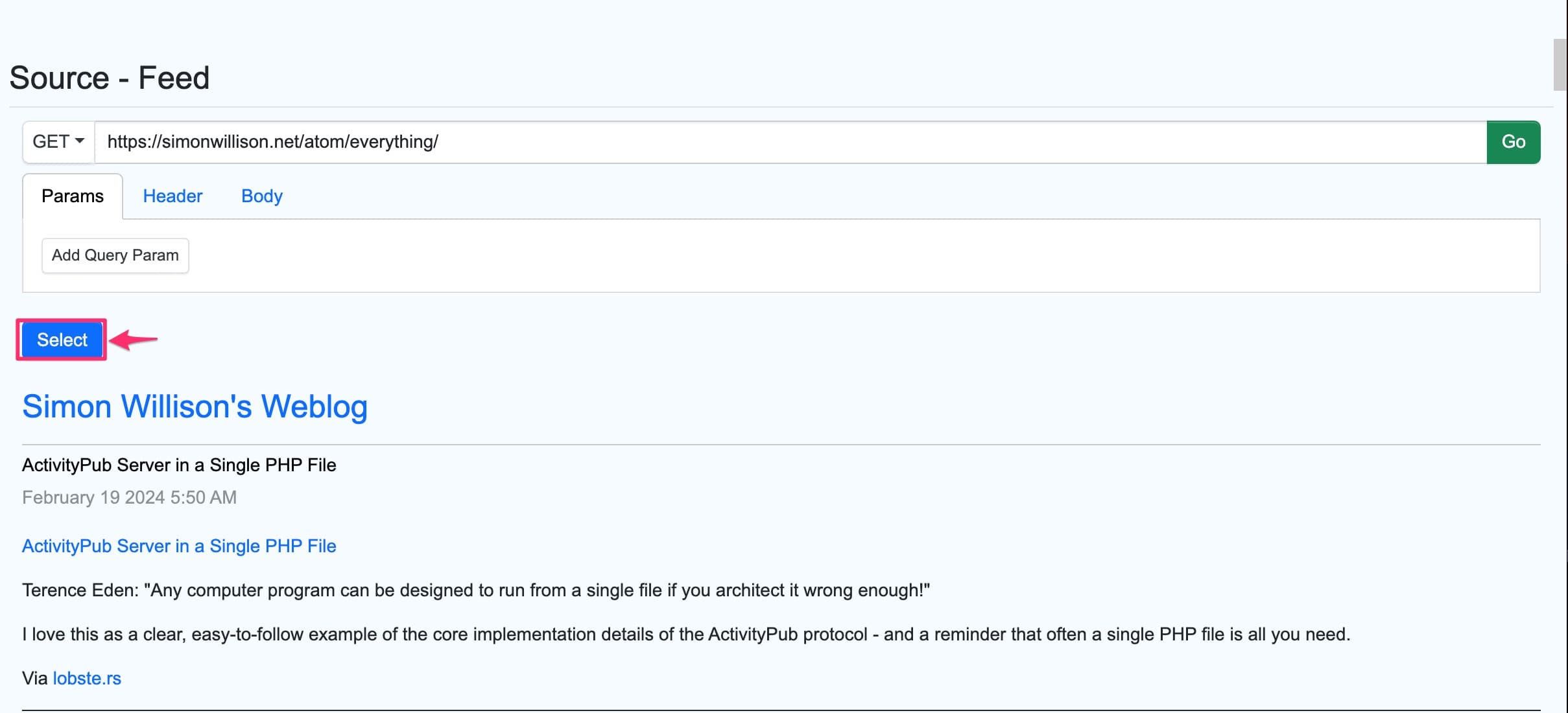 adding feed monitor URL