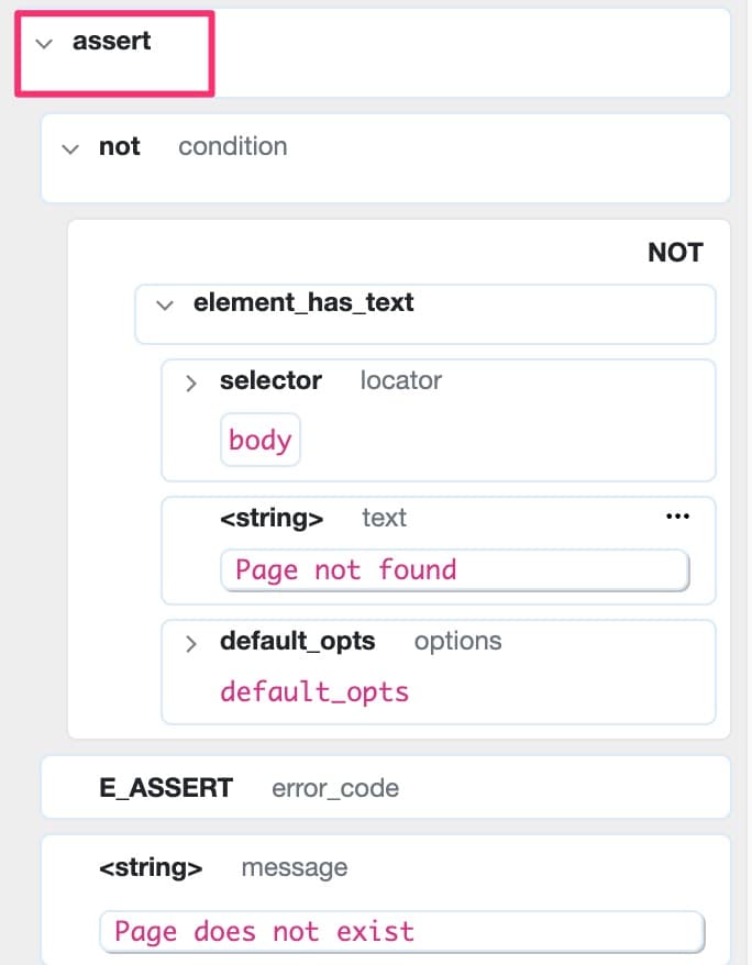 Using assert expression in the macro steps