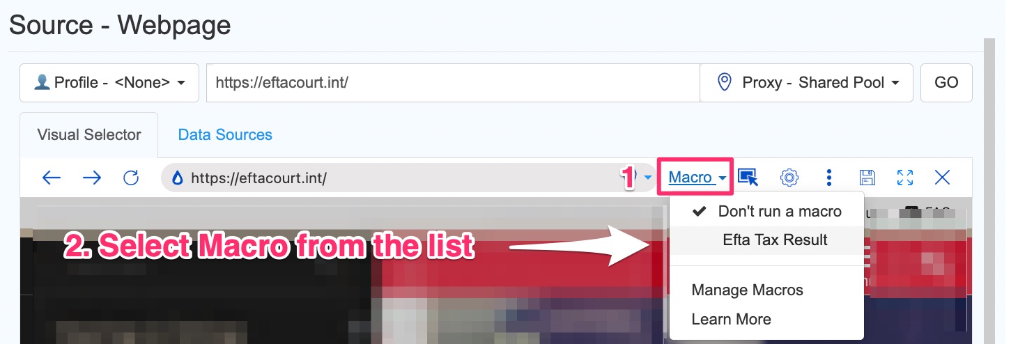 list of macros to choose from