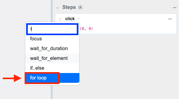 add for loop in macro recorder