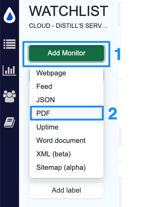 Button to add PDF monitor