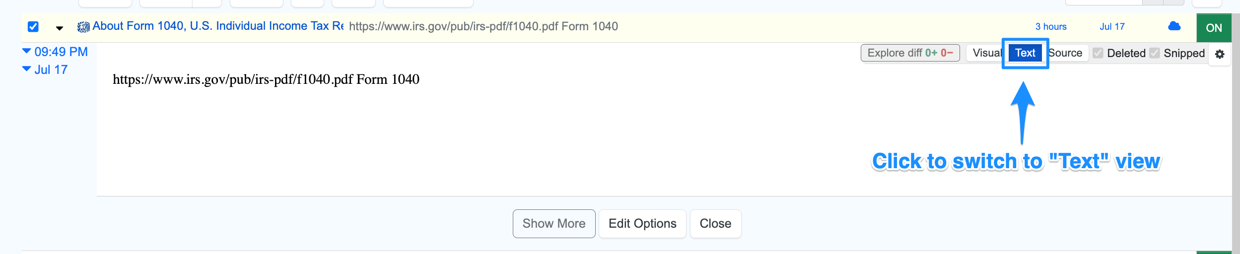 Text view of monitor