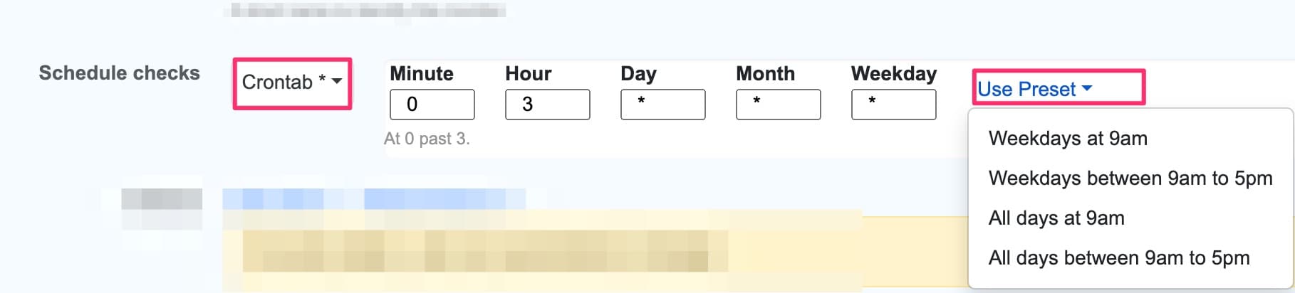 Setting time for checks with cron tab