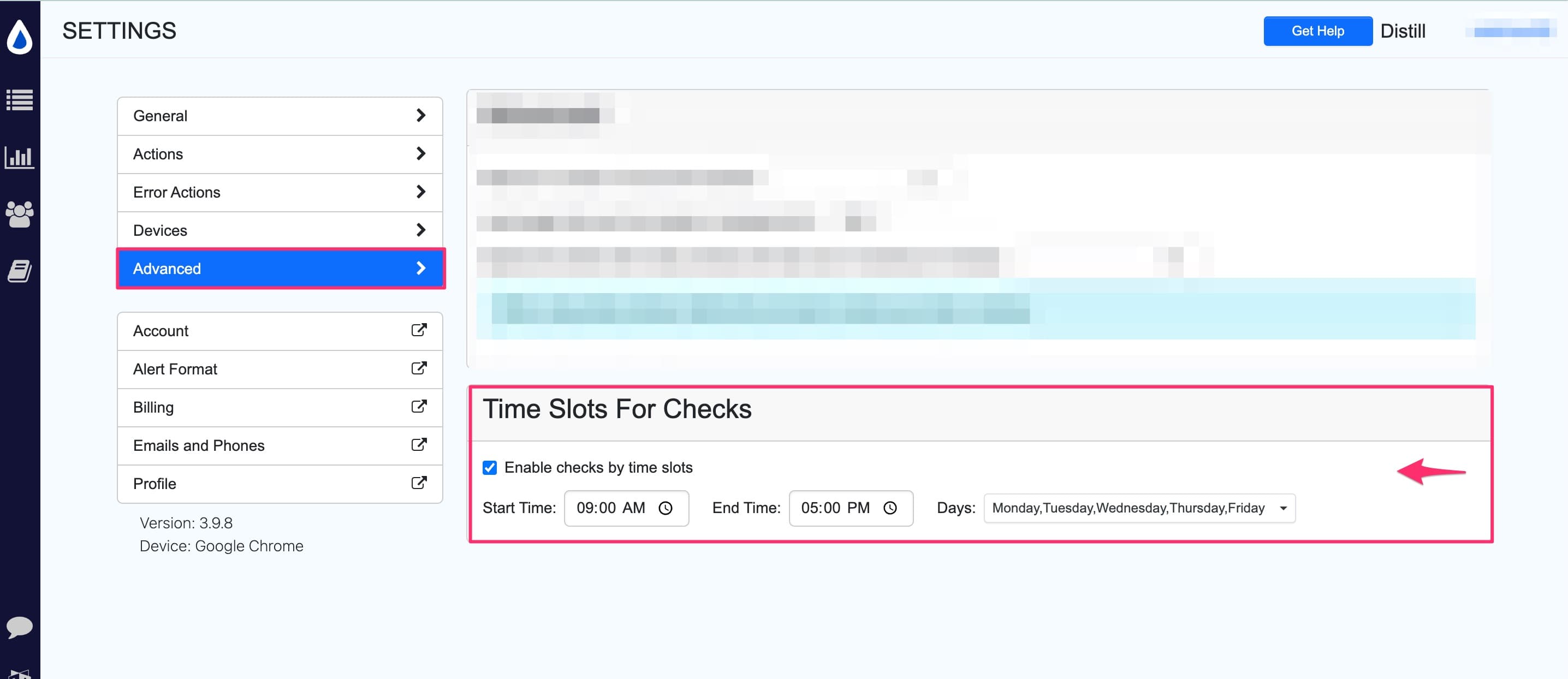 Setting interval for checks on the webpage