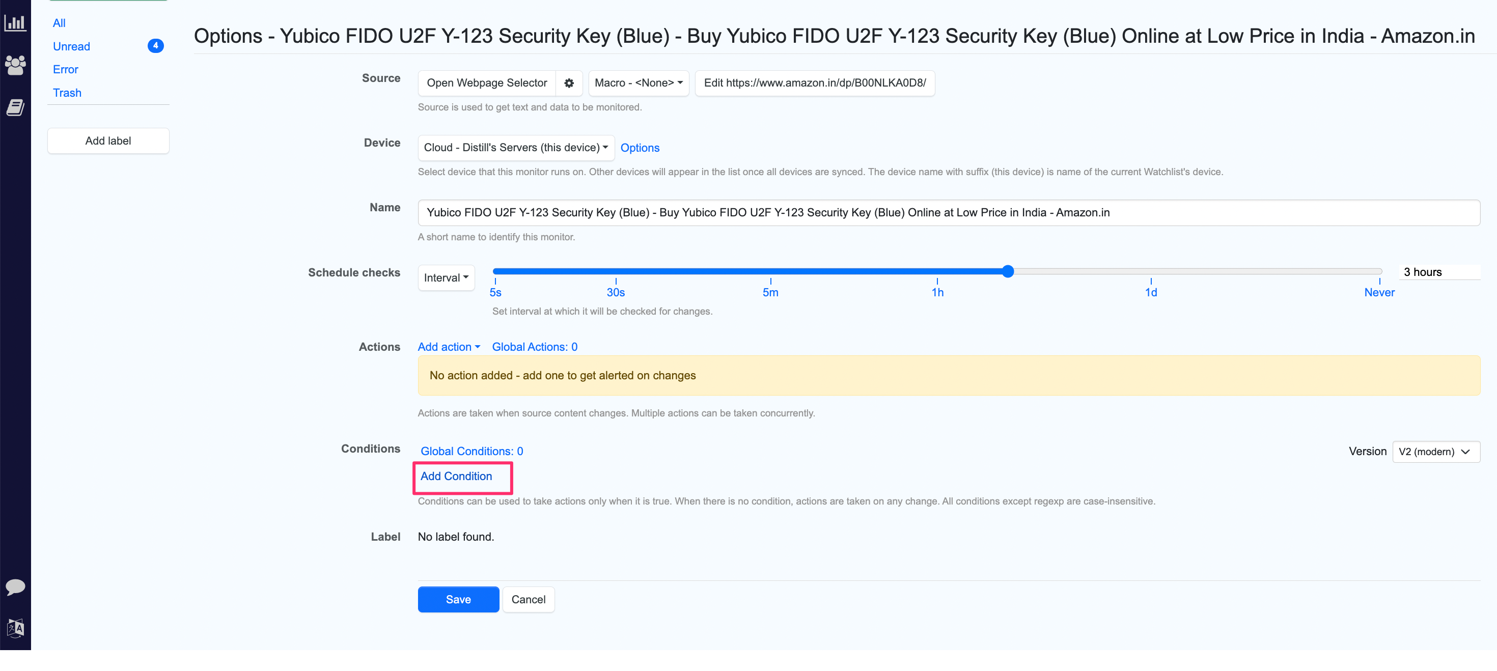 Conditions - Distill Web Monitor