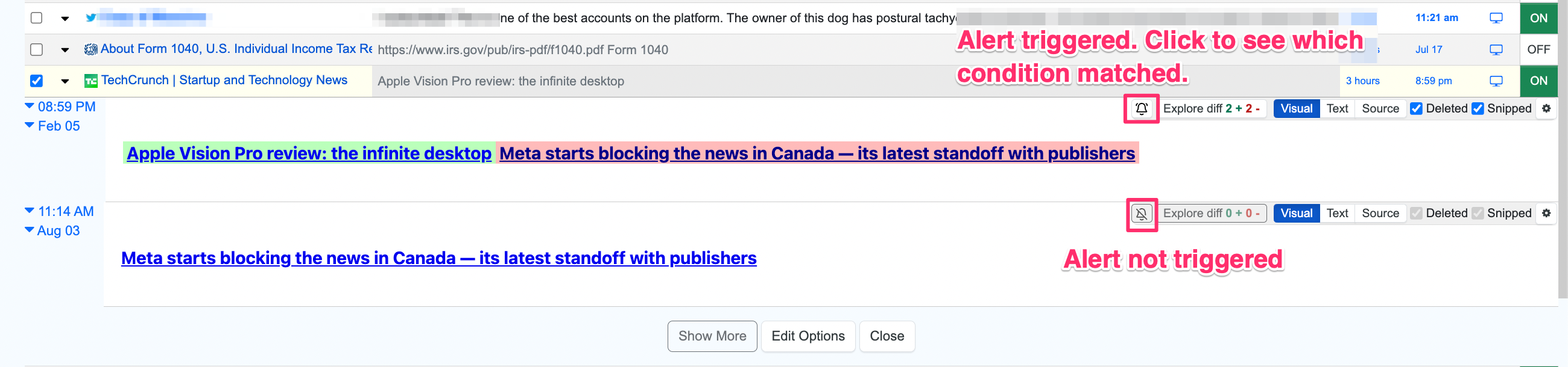 Alert Trigger Status