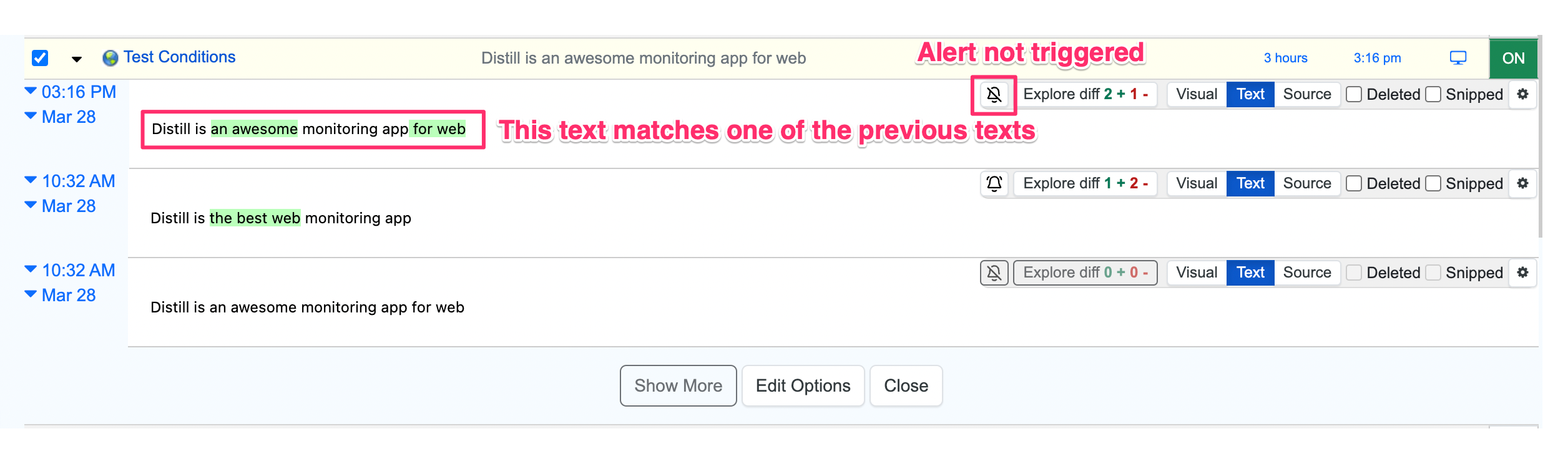 Text matches previous text